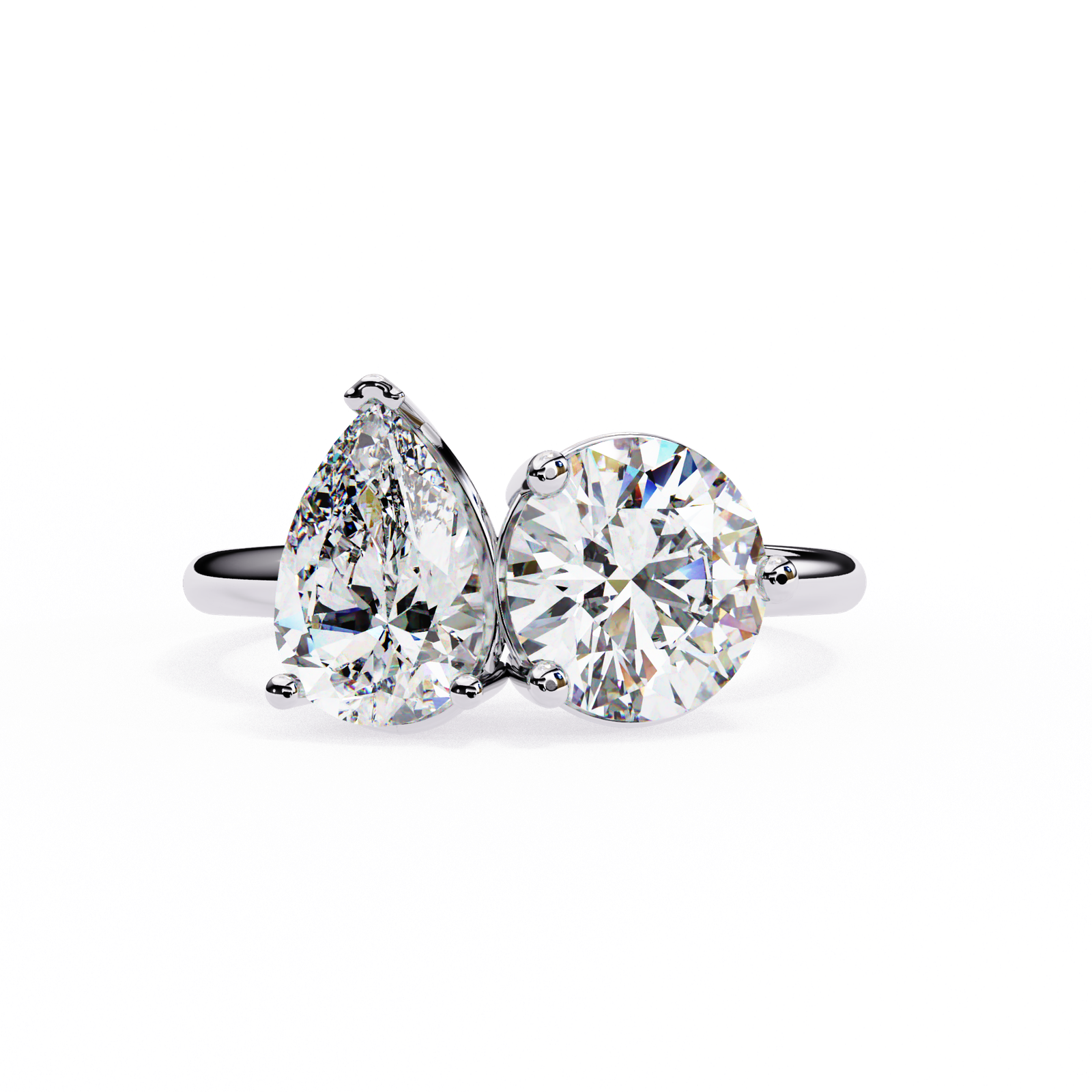 Pear & Round Double Diamond Ring